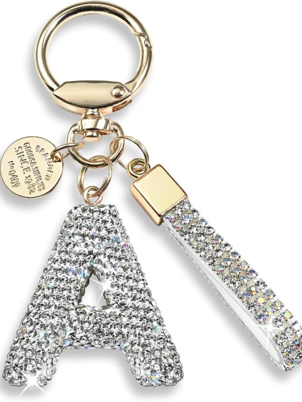 Bling Initial Letter Keychain Bag Charms for Women